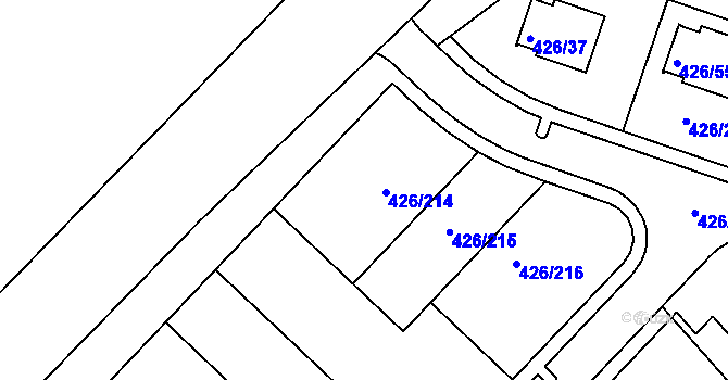 Parcela st. 426/214 v KÚ Lhota u Dobřan, Katastrální mapa