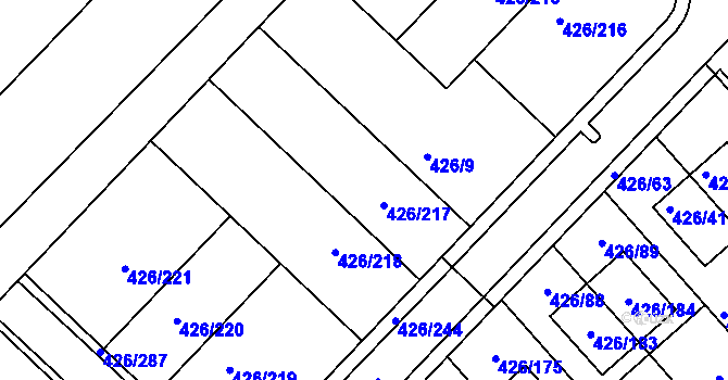 Parcela st. 426/217 v KÚ Lhota u Dobřan, Katastrální mapa