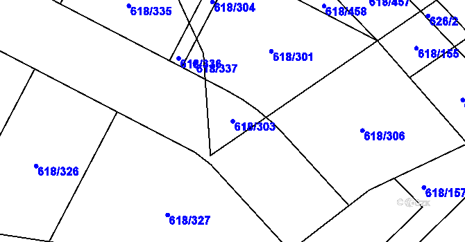 Parcela st. 618/303 v KÚ Lhota u Dobřan, Katastrální mapa