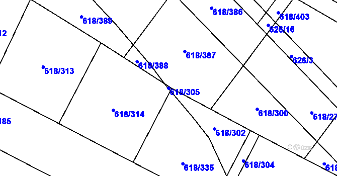 Parcela st. 618/305 v KÚ Lhota u Dobřan, Katastrální mapa