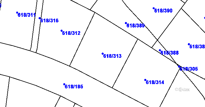 Parcela st. 618/313 v KÚ Lhota u Dobřan, Katastrální mapa