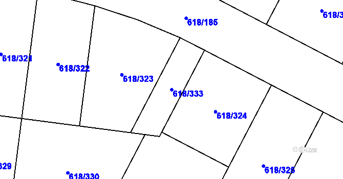 Parcela st. 618/333 v KÚ Lhota u Dobřan, Katastrální mapa