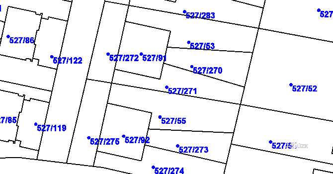 Parcela st. 527/271 v KÚ Lhota u Dobřan, Katastrální mapa
