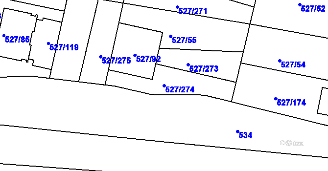 Parcela st. 527/274 v KÚ Lhota u Dobřan, Katastrální mapa