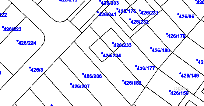 Parcela st. 426/234 v KÚ Lhota u Dobřan, Katastrální mapa