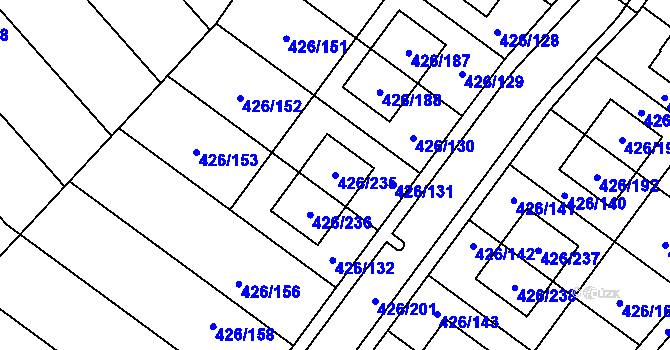 Parcela st. 426/235 v KÚ Lhota u Dobřan, Katastrální mapa