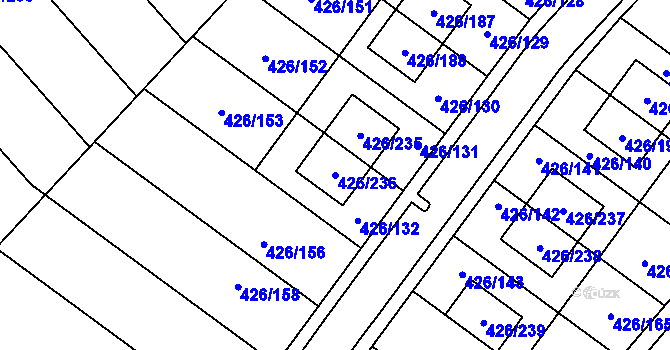 Parcela st. 426/236 v KÚ Lhota u Dobřan, Katastrální mapa