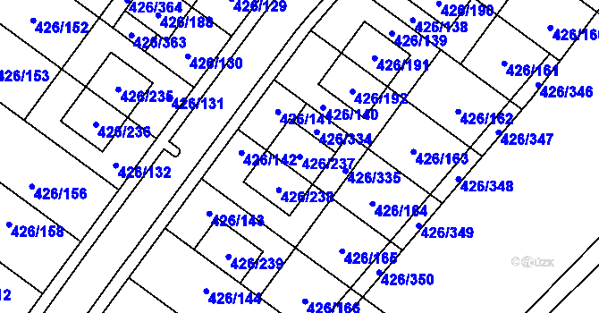 Parcela st. 426/237 v KÚ Lhota u Dobřan, Katastrální mapa