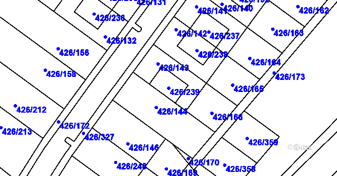 Parcela st. 426/239 v KÚ Lhota u Dobřan, Katastrální mapa