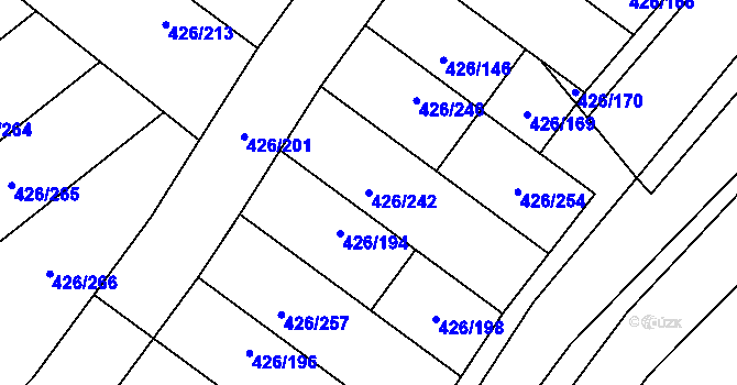 Parcela st. 426/242 v KÚ Lhota u Dobřan, Katastrální mapa