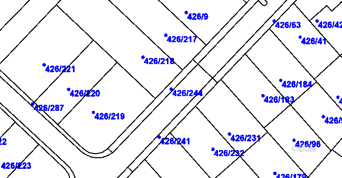 Parcela st. 426/244 v KÚ Lhota u Dobřan, Katastrální mapa