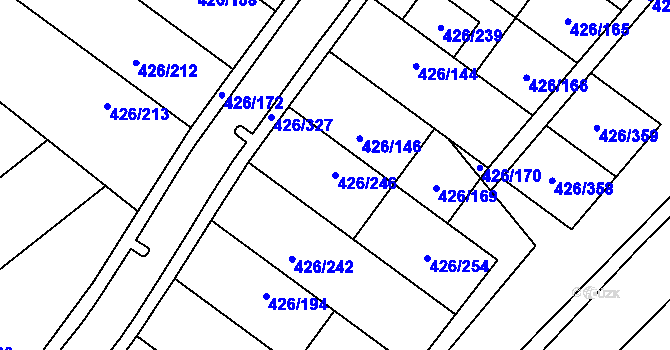Parcela st. 426/246 v KÚ Lhota u Dobřan, Katastrální mapa