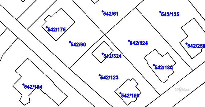 Parcela st. 542/324 v KÚ Lhota u Dobřan, Katastrální mapa