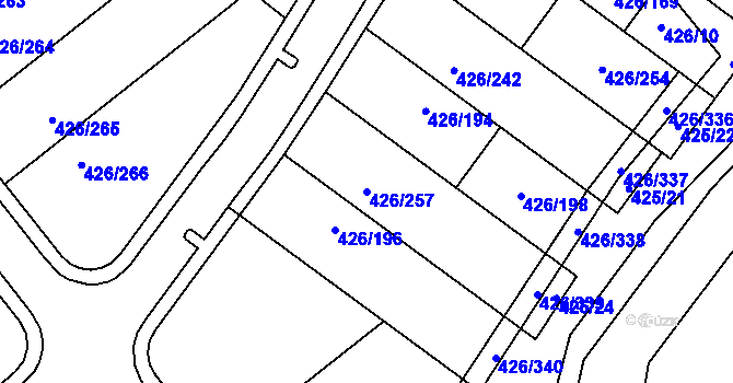 Parcela st. 426/257 v KÚ Lhota u Dobřan, Katastrální mapa