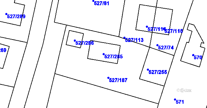 Parcela st. 527/285 v KÚ Lhota u Dobřan, Katastrální mapa