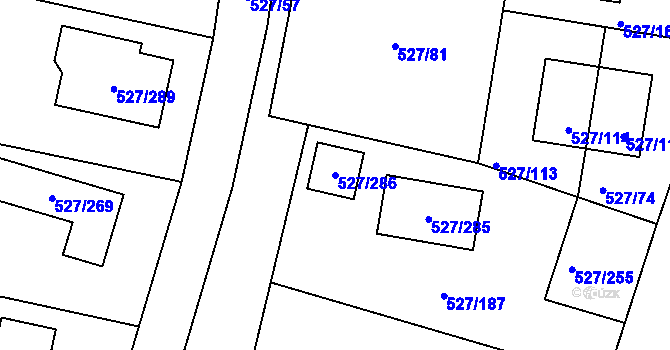 Parcela st. 527/286 v KÚ Lhota u Dobřan, Katastrální mapa