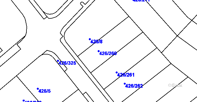 Parcela st. 426/260 v KÚ Lhota u Dobřan, Katastrální mapa