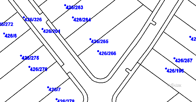 Parcela st. 426/266 v KÚ Lhota u Dobřan, Katastrální mapa