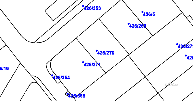Parcela st. 426/270 v KÚ Lhota u Dobřan, Katastrální mapa