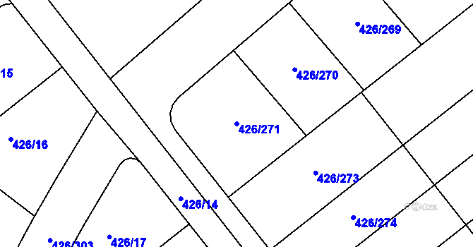 Parcela st. 426/271 v KÚ Lhota u Dobřan, Katastrální mapa