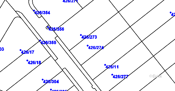 Parcela st. 426/274 v KÚ Lhota u Dobřan, Katastrální mapa