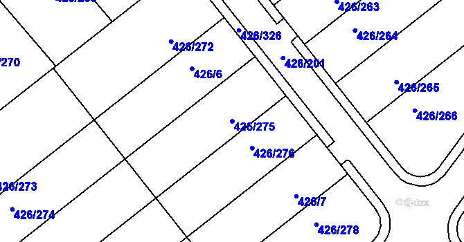Parcela st. 426/275 v KÚ Lhota u Dobřan, Katastrální mapa