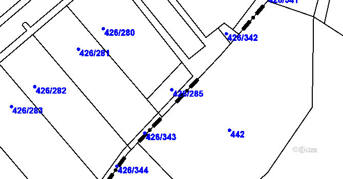 Parcela st. 426/285 v KÚ Lhota u Dobřan, Katastrální mapa