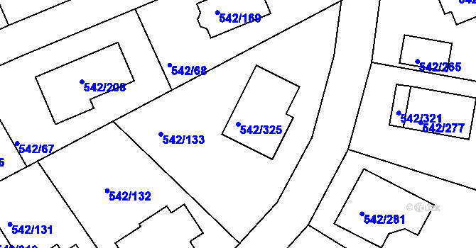 Parcela st. 542/325 v KÚ Lhota u Dobřan, Katastrální mapa