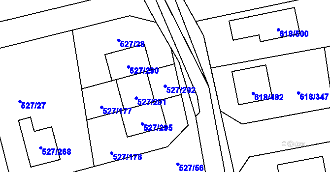 Parcela st. 527/292 v KÚ Lhota u Dobřan, Katastrální mapa