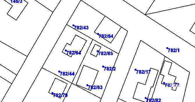 Parcela st. 782/85 v KÚ Lhota u Dobřan, Katastrální mapa