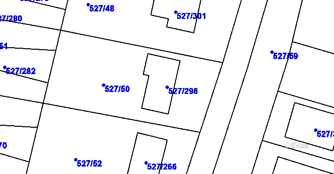 Parcela st. 527/298 v KÚ Lhota u Dobřan, Katastrální mapa