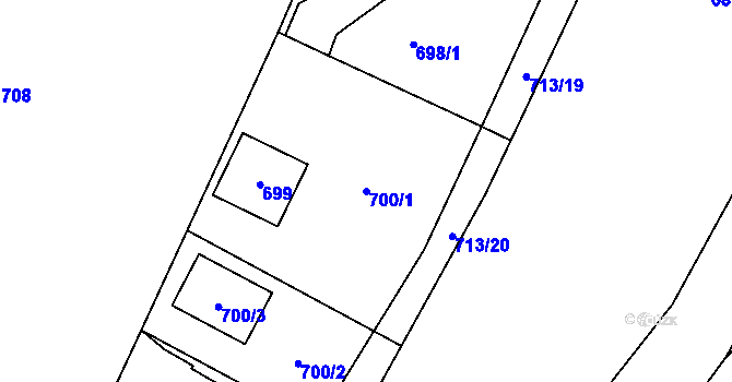 Parcela st. 700/1 v KÚ Lhota u Dobřan, Katastrální mapa
