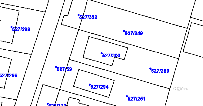 Parcela st. 527/300 v KÚ Lhota u Dobřan, Katastrální mapa