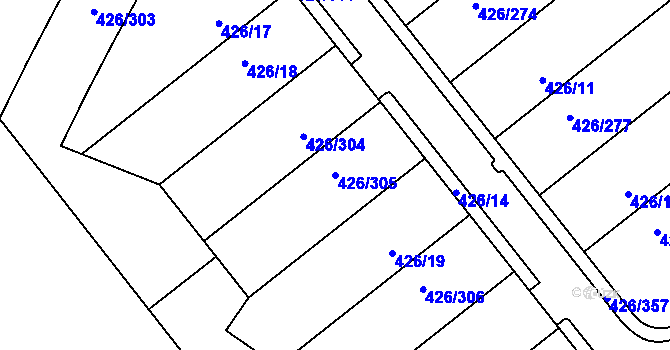 Parcela st. 426/305 v KÚ Lhota u Dobřan, Katastrální mapa