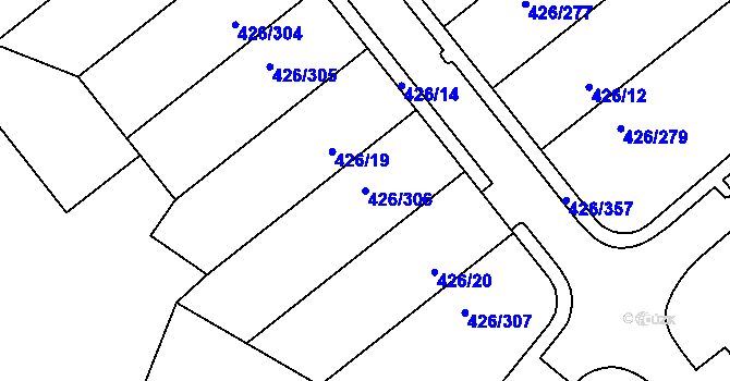 Parcela st. 426/306 v KÚ Lhota u Dobřan, Katastrální mapa