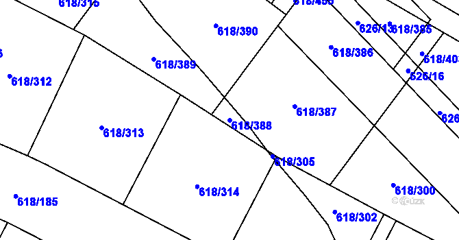 Parcela st. 618/388 v KÚ Lhota u Dobřan, Katastrální mapa
