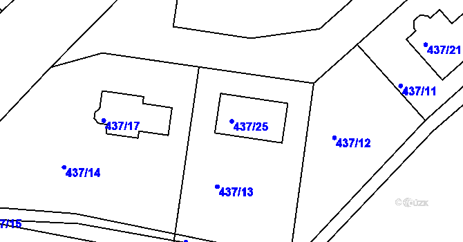 Parcela st. 437/25 v KÚ Lhota u Dobřan, Katastrální mapa