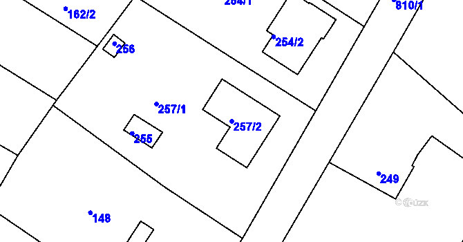 Parcela st. 257/2 v KÚ Lhota u Dobřan, Katastrální mapa