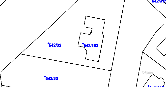 Parcela st. 542/193 v KÚ Lhota u Dobřan, Katastrální mapa
