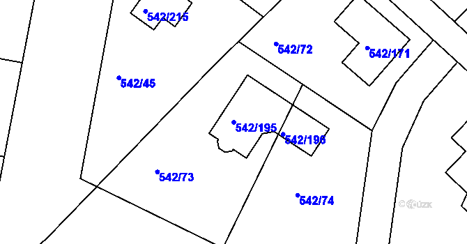 Parcela st. 542/195 v KÚ Lhota u Dobřan, Katastrální mapa