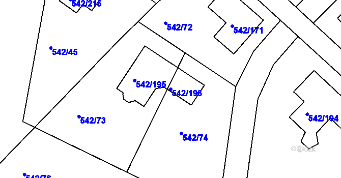 Parcela st. 542/196 v KÚ Lhota u Dobřan, Katastrální mapa
