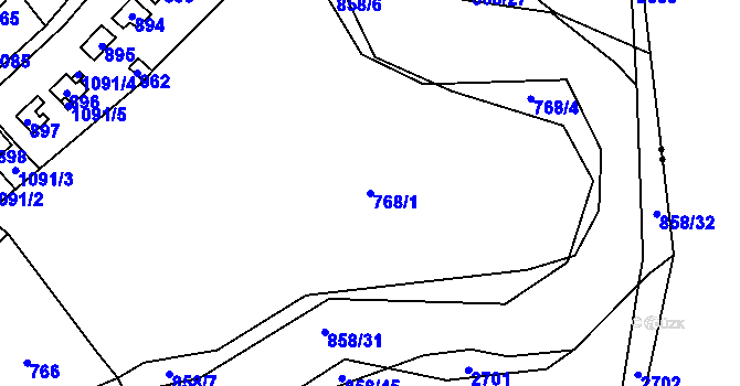 Parcela st. 768/1 v KÚ Lhota u Dobřan, Katastrální mapa