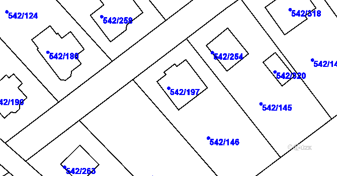 Parcela st. 542/197 v KÚ Lhota u Dobřan, Katastrální mapa