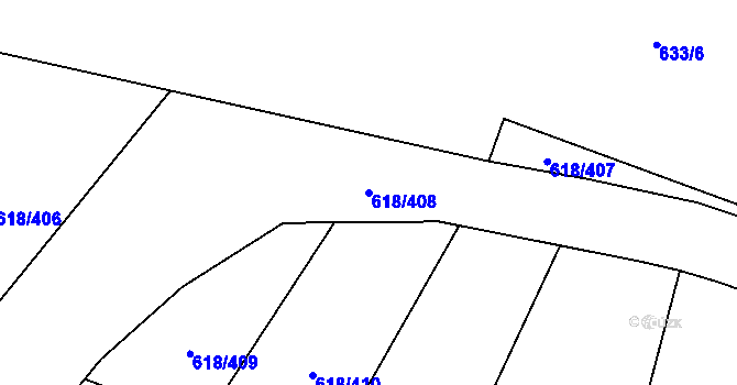 Parcela st. 618/408 v KÚ Lhota u Dobřan, Katastrální mapa