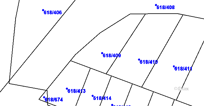 Parcela st. 618/409 v KÚ Lhota u Dobřan, Katastrální mapa