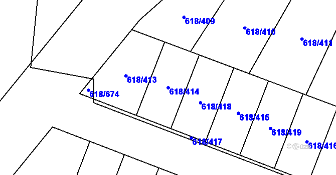 Parcela st. 618/414 v KÚ Lhota u Dobřan, Katastrální mapa