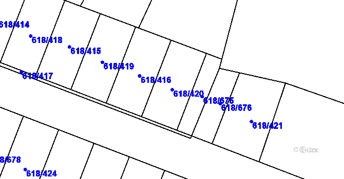 Parcela st. 618/420 v KÚ Lhota u Dobřan, Katastrální mapa