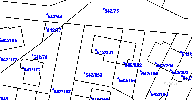 Parcela st. 542/201 v KÚ Lhota u Dobřan, Katastrální mapa