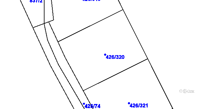 Parcela st. 426/320 v KÚ Lhota u Dobřan, Katastrální mapa