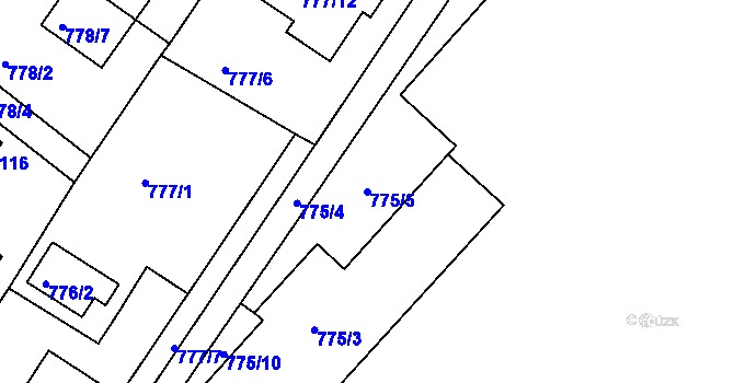 Parcela st. 775/5 v KÚ Lhota u Dobřan, Katastrální mapa